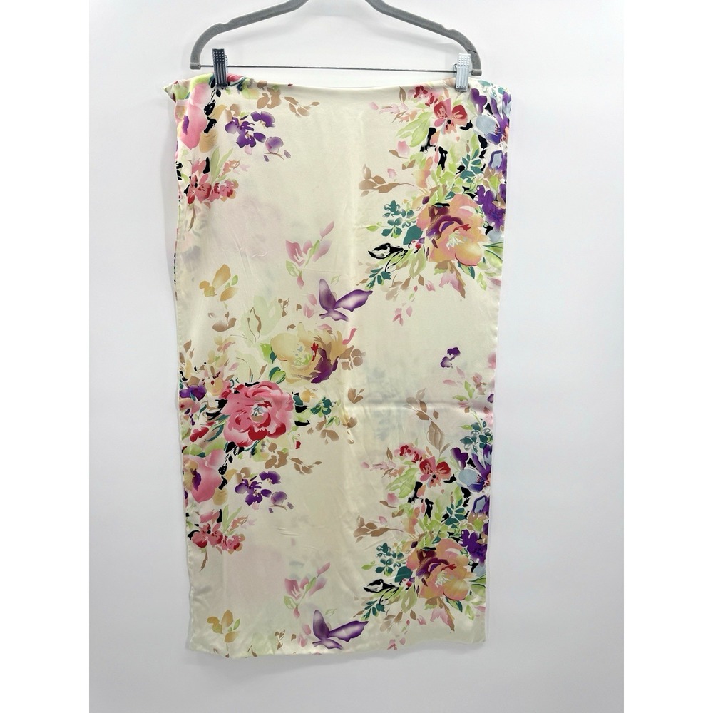 King Size Silk Pillow Case Ivory Coloful Floral 100% Pure Silk Zip Closure Luxe
